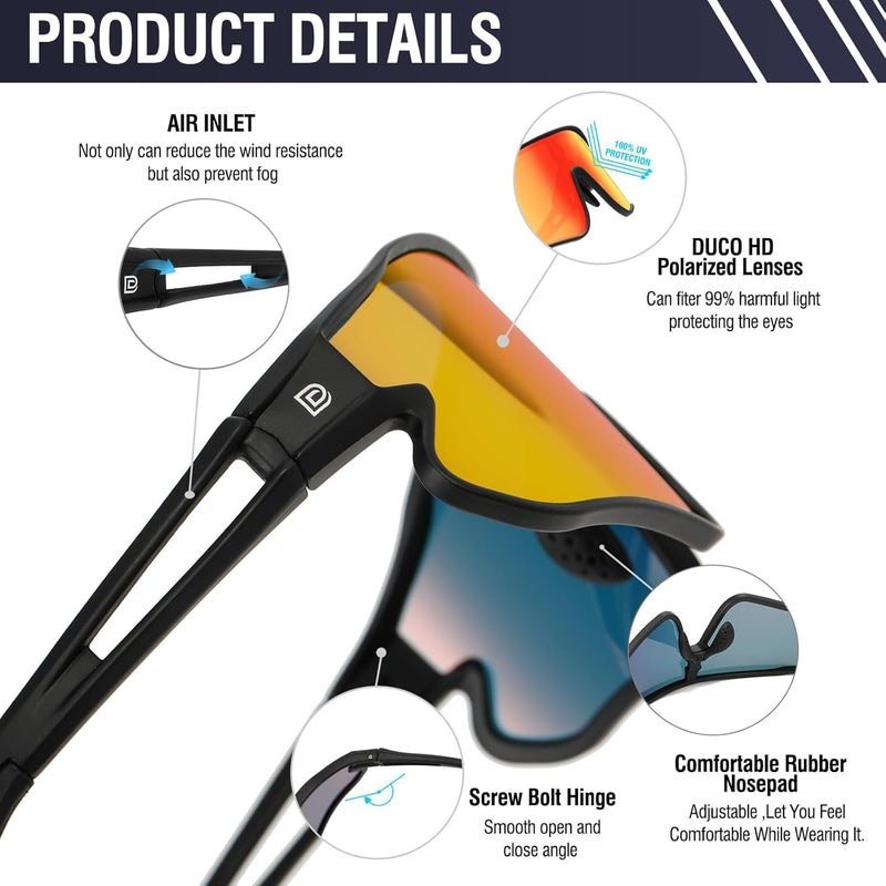 Duco Sports Polarized Sunglasses for Men Women Running Sunglasses Fishing Cycling Baseball Glasses UV400 Protection DC0023 - Image 4